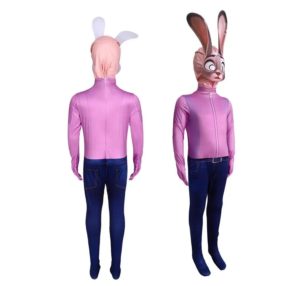 Zootopia-Conjunto de disfraz de oficial de policía para mujer, falda bonita con diseño de conejo Judy, Material de PU con estampado Animal