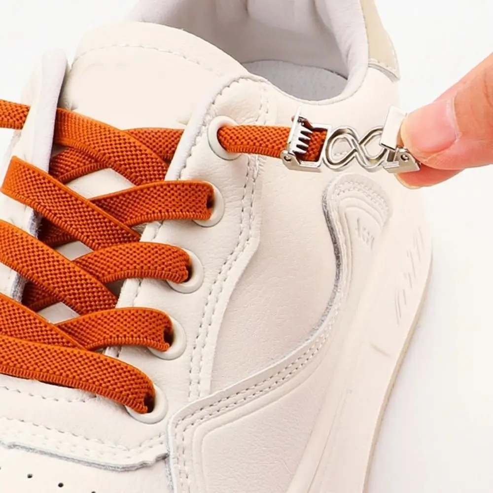 1pair NEW Tie-Free No Tie Shoelace Metal Lock Adjustable Elastic Shoelaces Quick Fit Lazy Shoes Lace Sports
