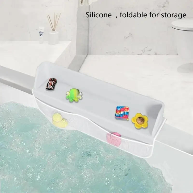 Waterproof Bathtub Splash Guard With Strong Suction Cups Easy To Installation And Clean Toy Storage Rack 55KF