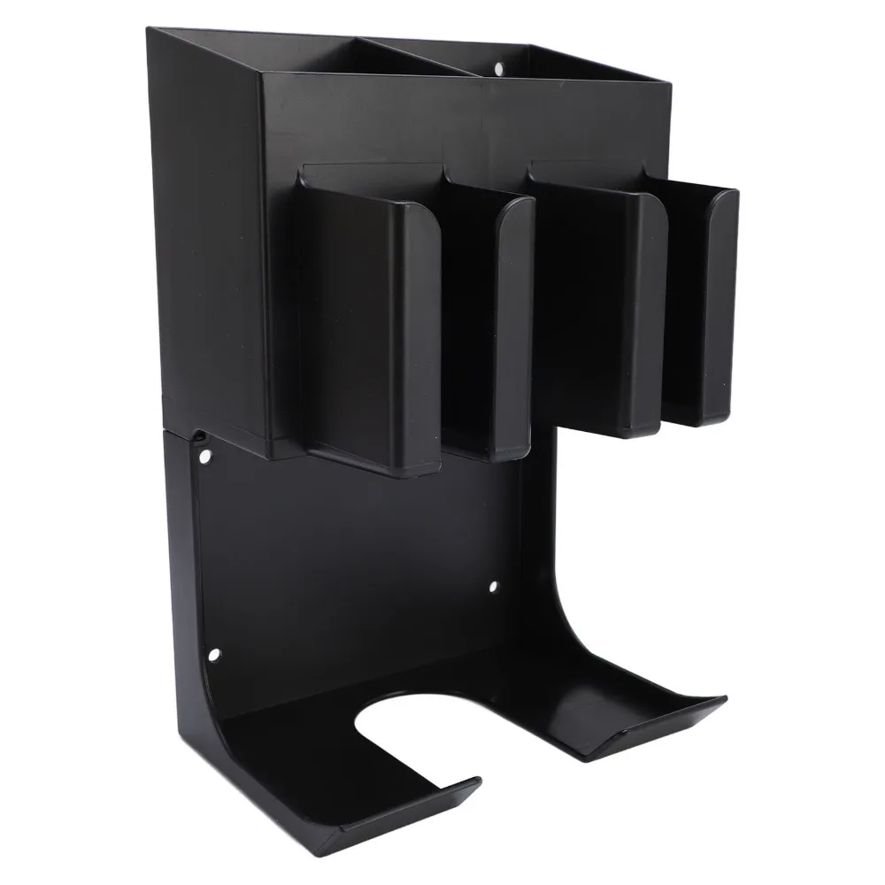 PP Barber Clipper Holder Rack Wall Mounted Multifunctional Design Hair Trimmer Storage Rack Black Color Multiple Slots