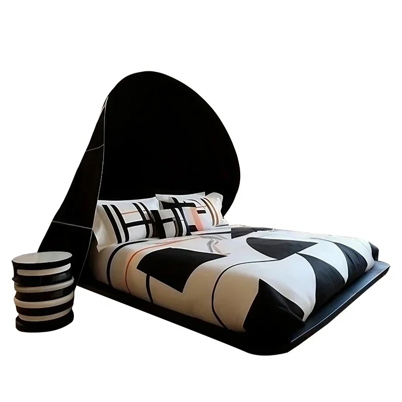 Design art, top hat shape, double wedding bed master bedroom, high-end furniture