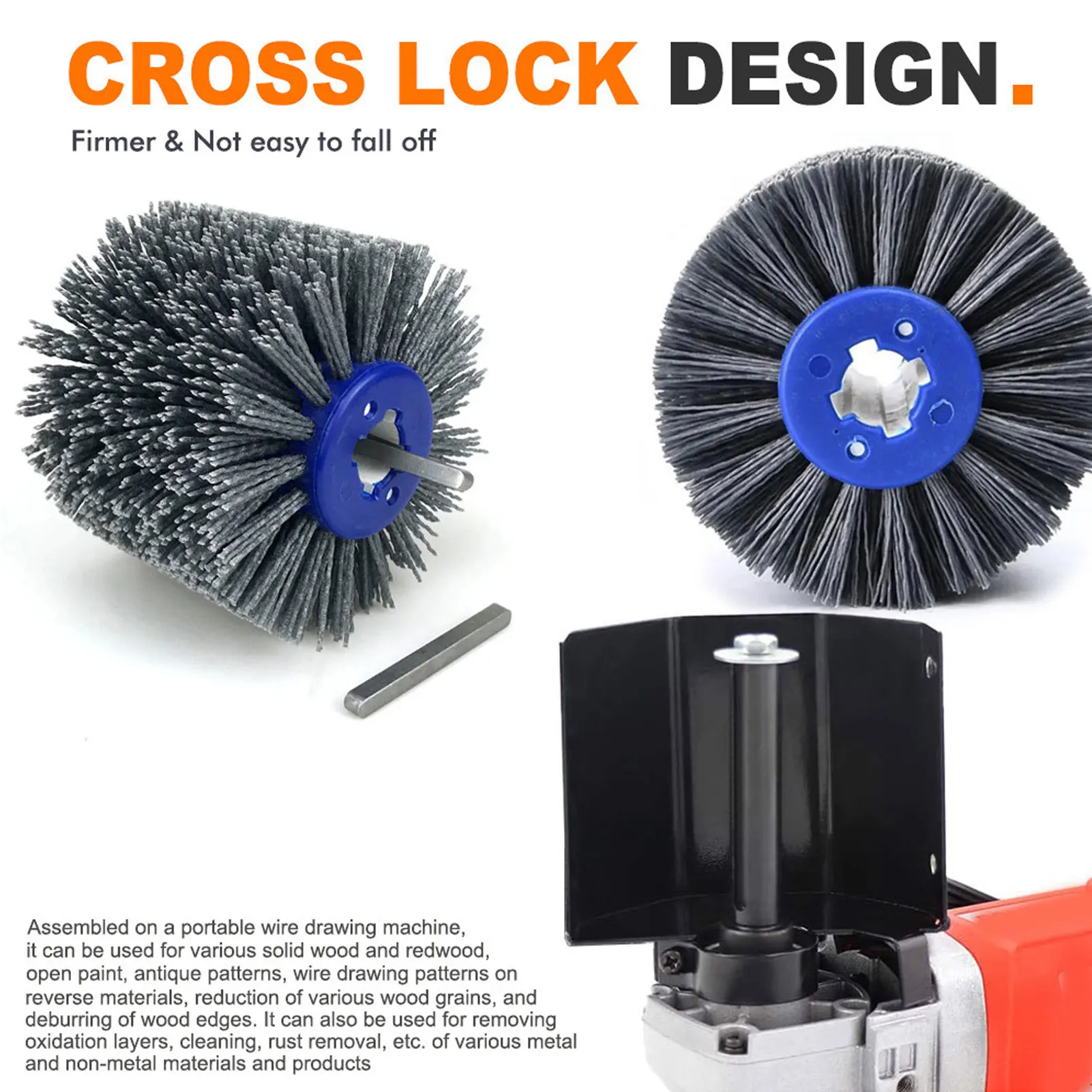 Polishing Wire Drum Wheel Wire Drawing Wheel 80 Grit Multifunctional Angle Grinder Wire Wheel Burnishing Tool Wire Drawing Wheel