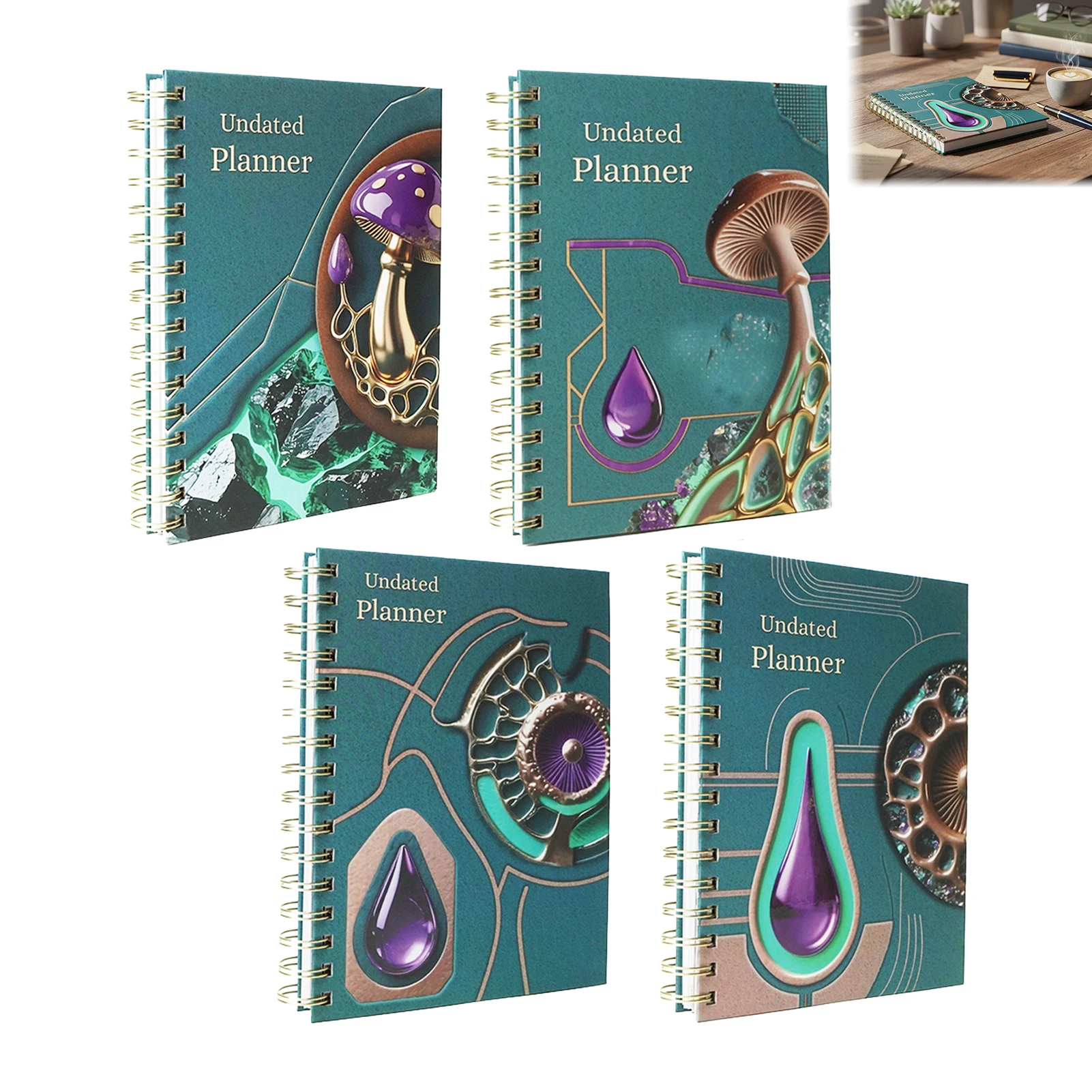 A5 Hardcover Coil Planner Undated Full Color English Design With Divider Pages For Students And Professionals
