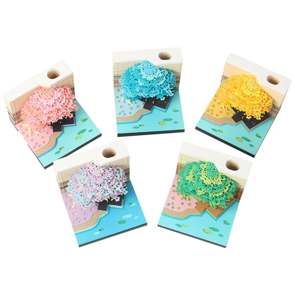 

260 Sheets 3D Memo Pad Light DIY Kawaii Sticky Note Pad Sticky Note Pad 3D Paper Carving Tree House Notepad Creative Gift