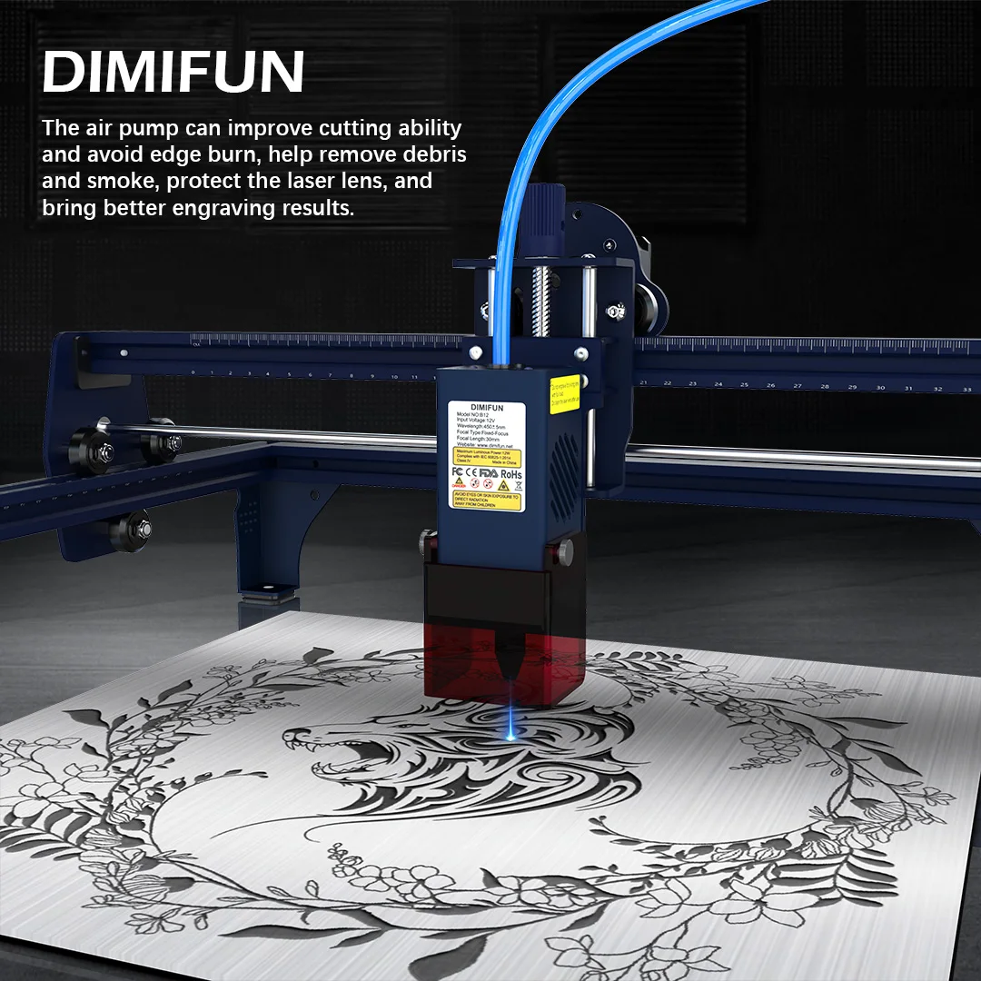 Bomba de assistência de ar DIMIFUN para gravador a laser CNC com alta saída de 60L/Min e 28W de potência