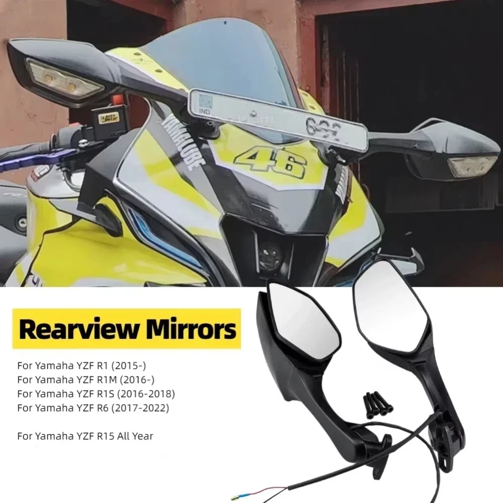 Espejos Retrovisores para Motocicleta Yamaha YZF-R1 R1M/S 2016- YZF-R6 YZF-R15 YZF R15 con Intermitentes LED