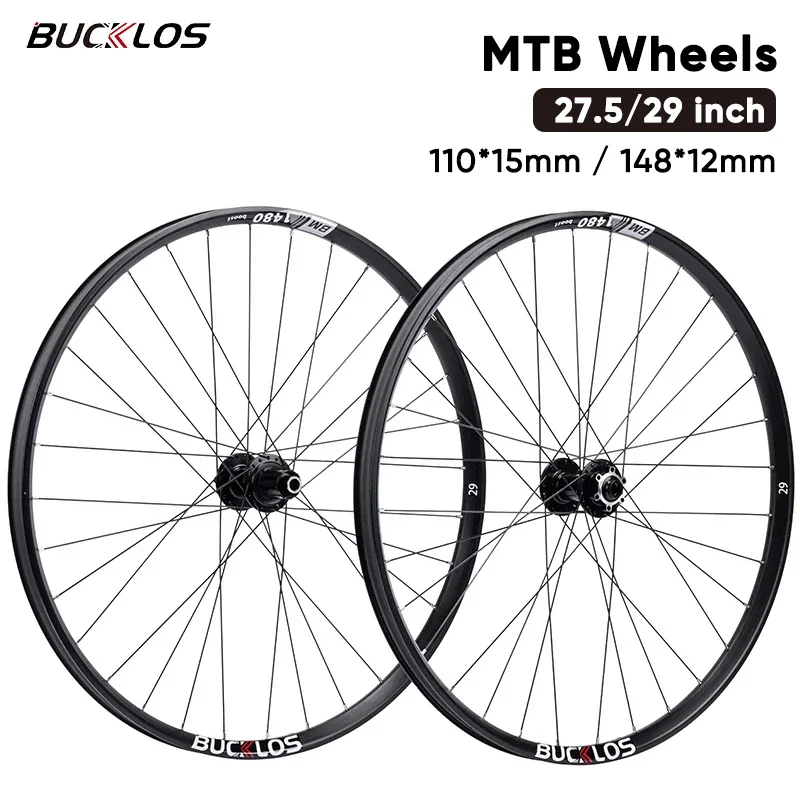 Ruedas de bicicleta BUCKLOS, juego de ruedas de bicicleta MTB delanteras/traseras 15*110mm 12*148mm eje pasante, llantas de aleación de aluminio para bicicleta de montaña