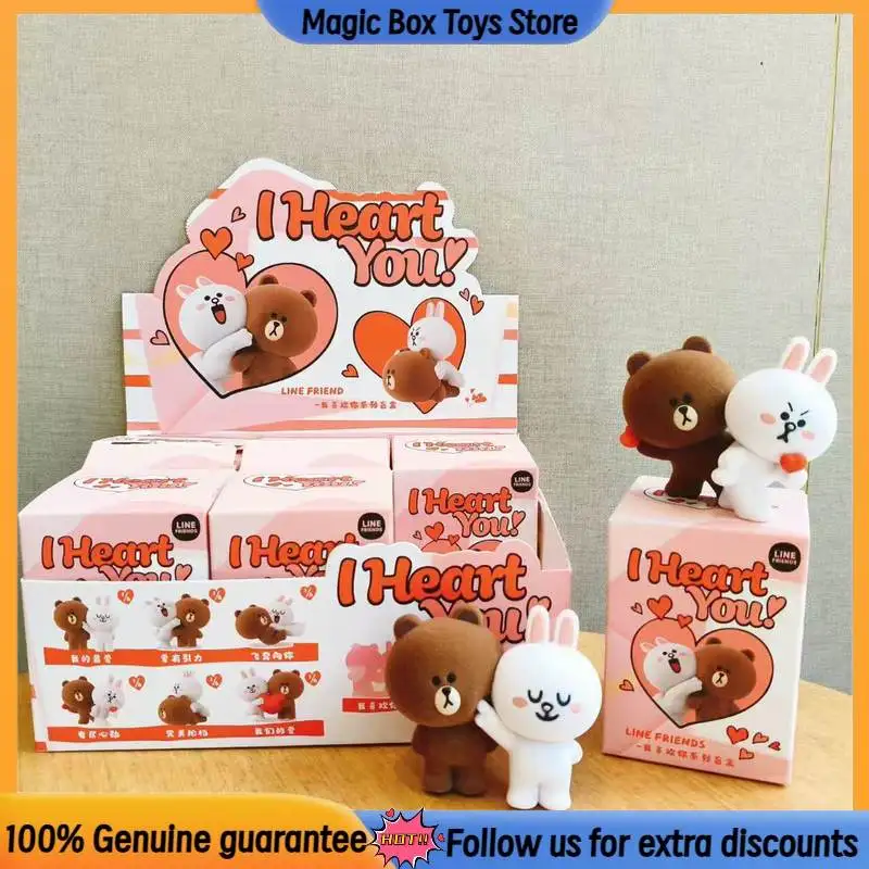 Коллекционная мини-фигурка Line Friends из серии I Heart You, флокированная, модная игрушка, настольное украшение, подарок для пар