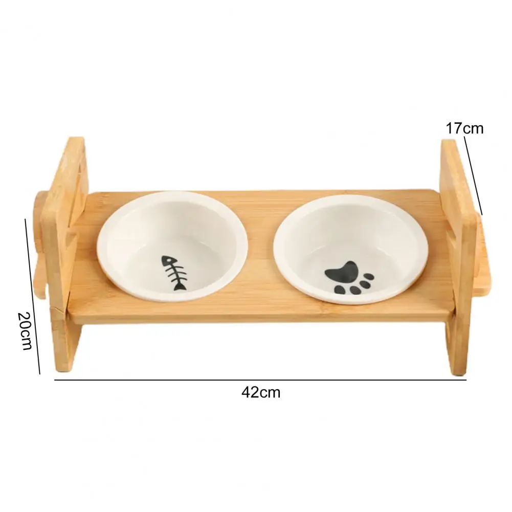 Elevated Cat Bowl Stand Wood Feeding Position Adjustable Height Anti-spill Dog Elevated Feeder accesorios para perros