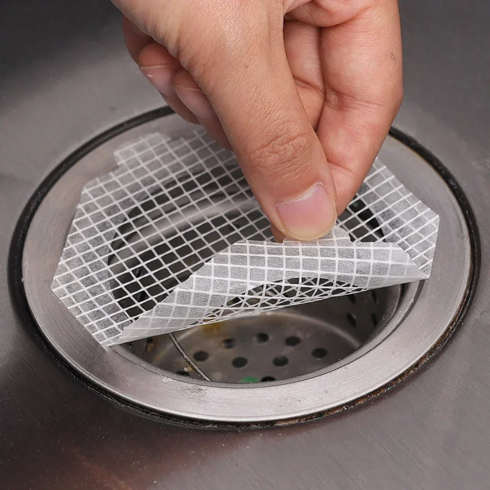 50/5Pcs Disposable Floor Drain Sticker Anti-blocking Sink Strainer Filter Mesh Bathroom Shower Hair Catcher Drain Screen Hole