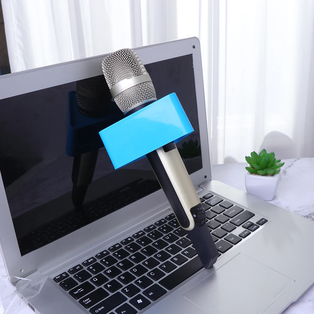 

Table Logo News Microphone Prop Newscaster for Interview Station Mark Desktop