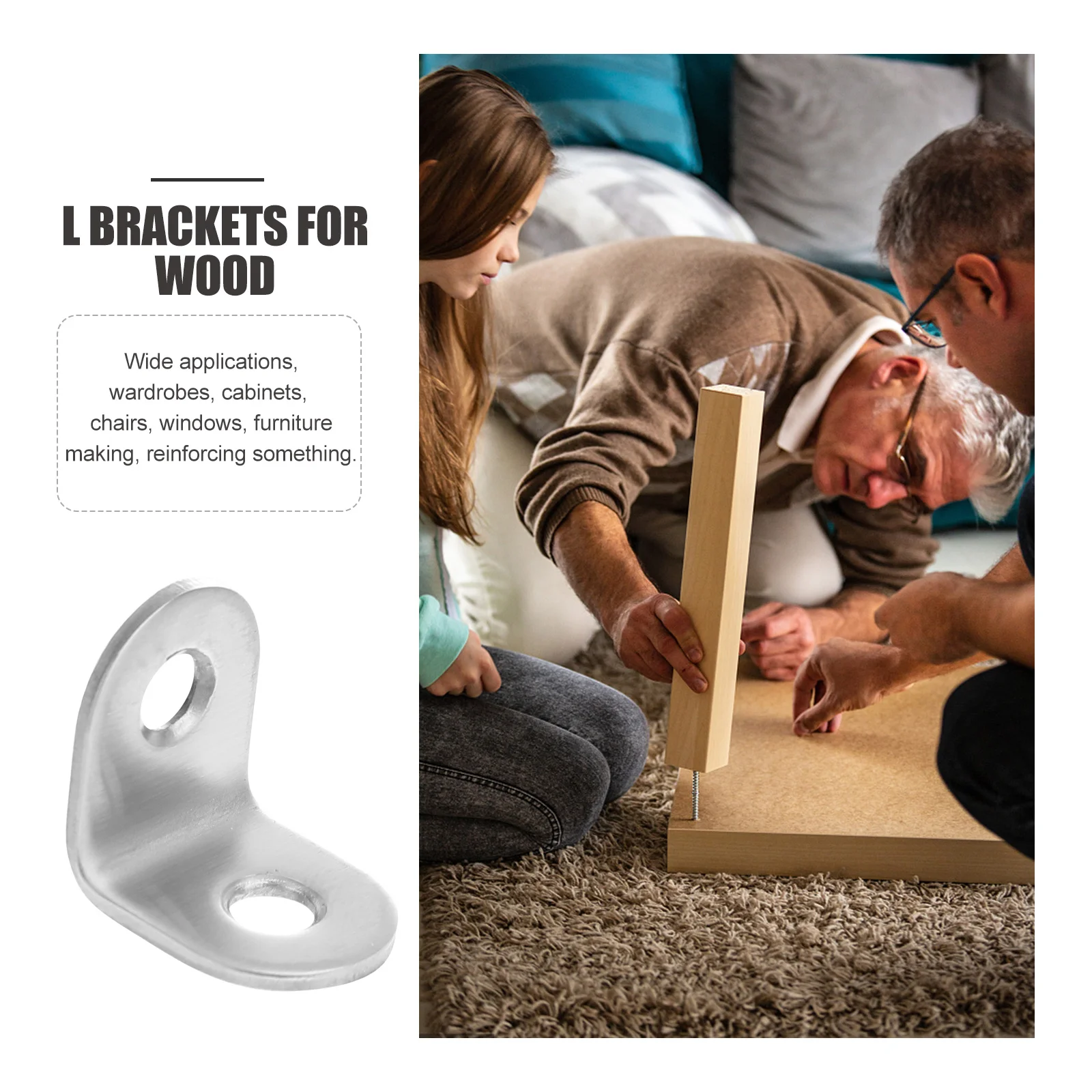 

40 set Stainless Steel Angle Brackets 90 Degree Corner Bracket For Furniture Shelf Wood Table Mounting L Shape Support Heavy