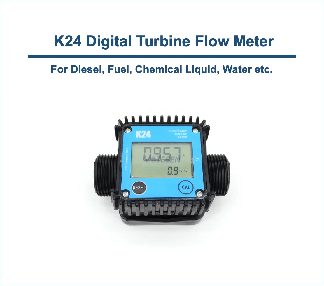 

Цифровой турбинный расходомер топлива K24 из нержавеющей стали для жидкости и масла с точностью 1%, индикация расхода давления 20 бар