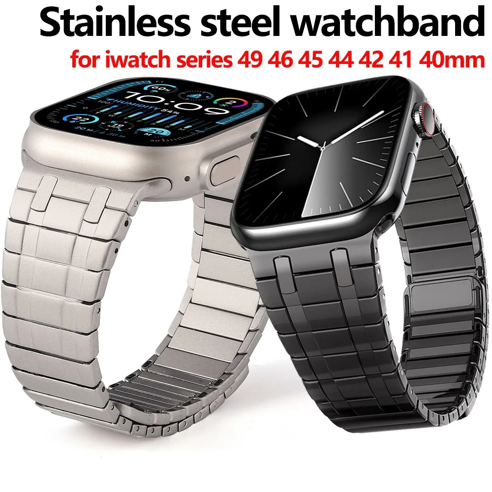 

Magnetic Stainless Steel Strap for Apple Watch Band 49mm 46mm 45mm 44mm 42mm 41mm 40mm Belt iWatch Series 10 Ultra 9 8 7 6 5 SE