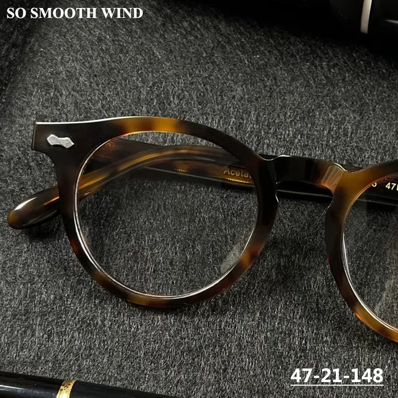 

Handmade Thick Acetate Eyeglasses Frame Men Retro Oval Round Glasses Japanese Design Spectacles Women High-end Makeup Eyewears