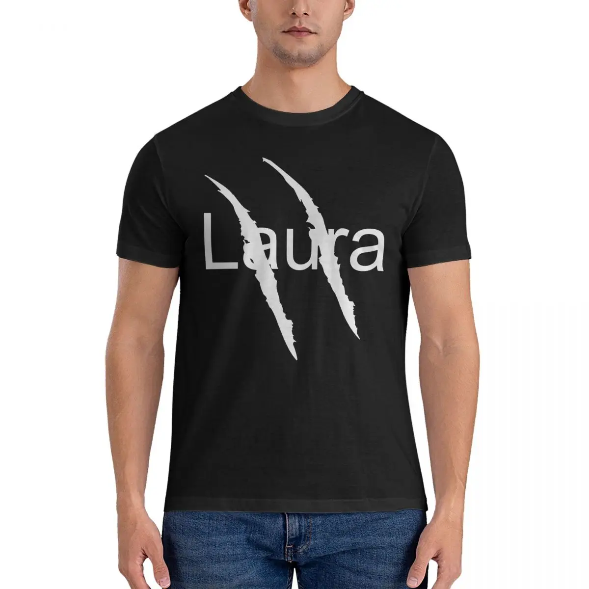 Logan Laura T-Shirts for Men Marvel Comics Disney X-23 Unique Pure Cotton Tee Shirt Crew Neck Short Sleeve T Shirt Adult Clothes