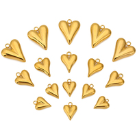 5pcs 10/12/17mm Stainless Steel Solid Love Heart Pendant Charms for DIY Earrings Necklace Bracelet Jewelry Making Accessories