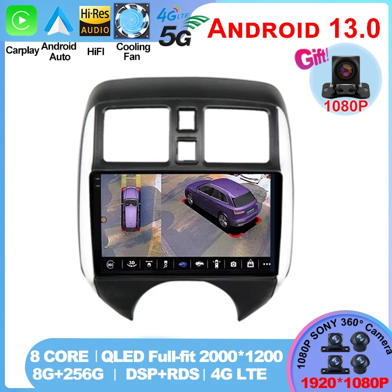 

for NISSAN VERSA NOTE 2013-2017 Android 13 Car Radio Stereo Multimedia Player GPS Navigation Wireless Carplay AUTO DSP RDS