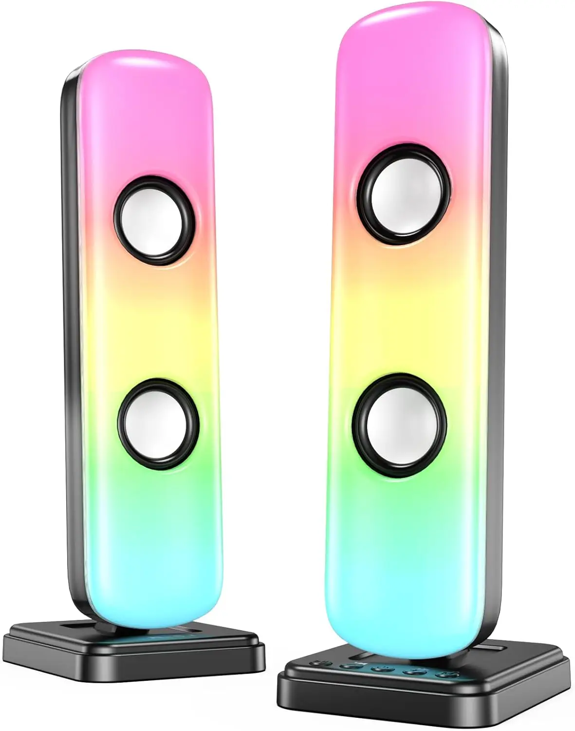 

20-ваттные Hi-Fi стерео-колонки для игр с Bluetooth, входом Aux, RGB-подсветкой для ПК, ноутбука, телевизора
