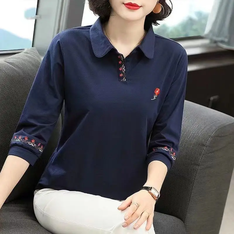 Summer Loose Slimming 3/4 Sleeve Cotton Shirt Women's Top