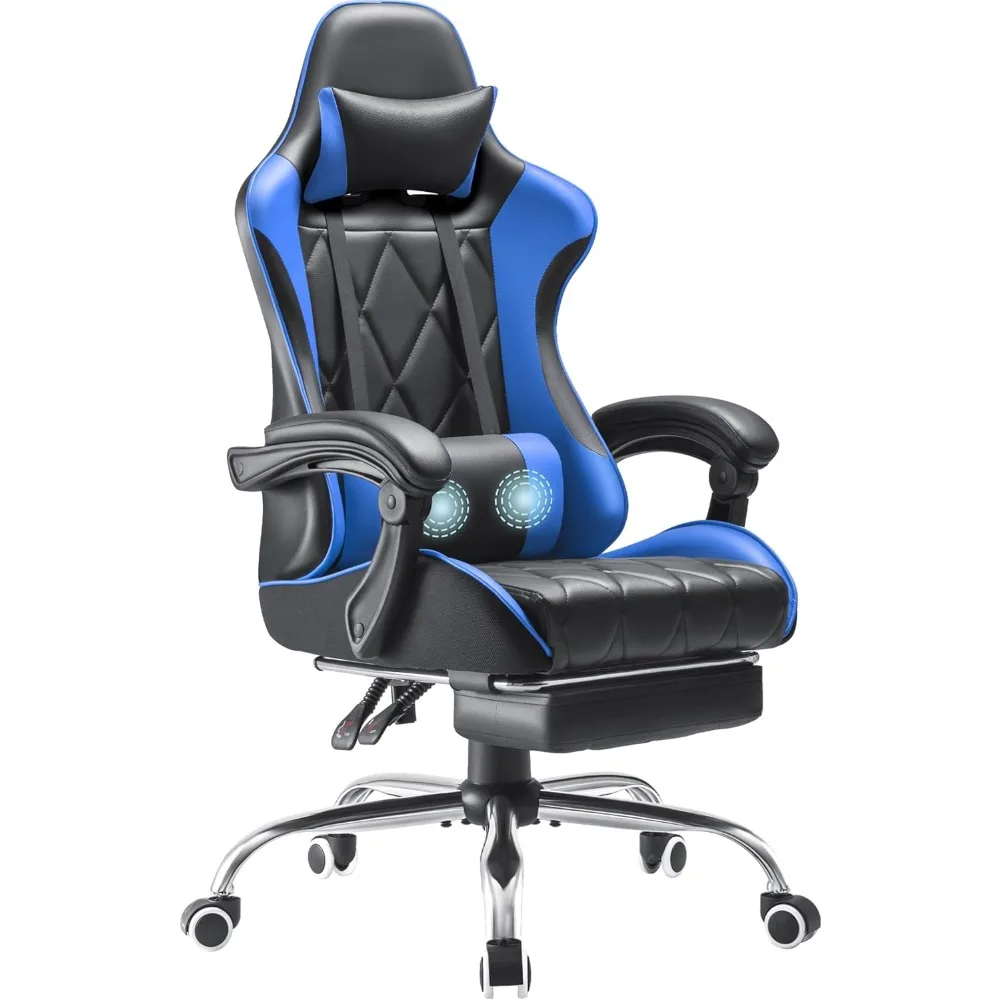 

Blue and Black Computer Chair Ergonomic Computer Seat Height Adjustable With 360°Swivel and Headrest Gamer Pc Chair Gaming