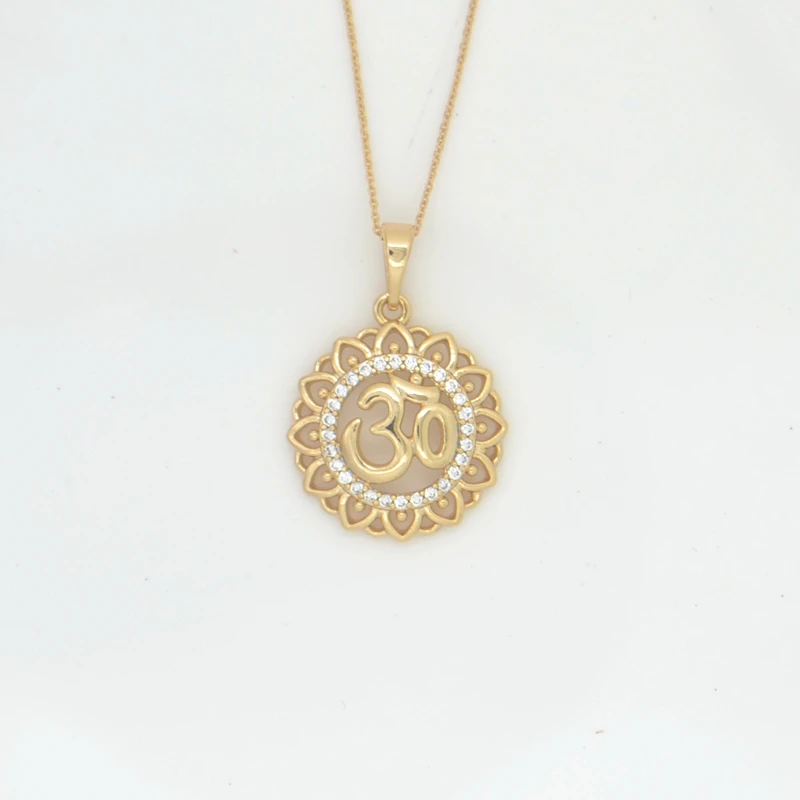 Zircon AUM OM Ohm Hindu Buddhist Hinduism Yoga India Pendant Necklace Amulet Lucky Gift Tribal Fashion Jewelry