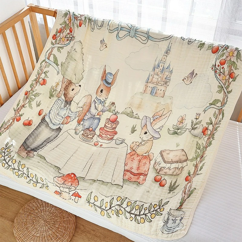 Baby Towel Newborn 2026 New Soft Breathable 6-layer Large Size Bamboo Cotton Gauze Baby Swaddle Cartoon Blanket - view 3