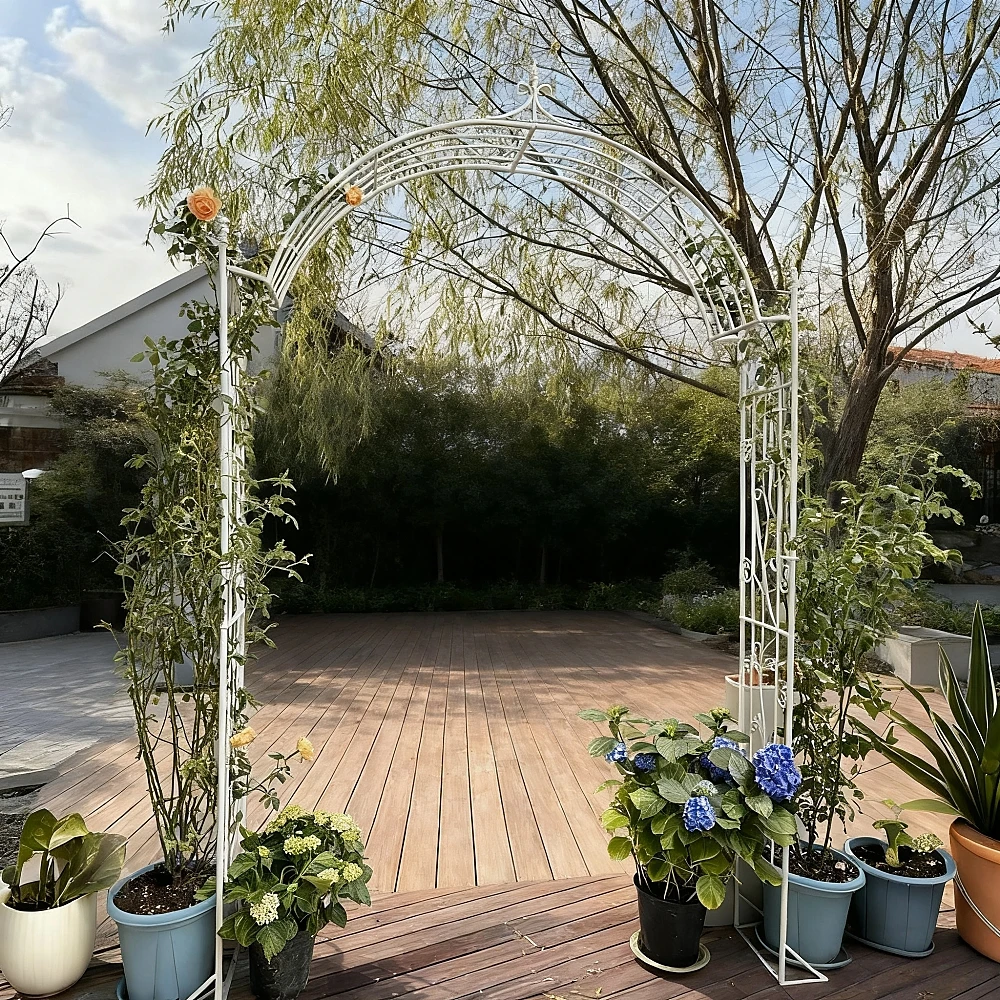 Outdoor Courtyard Wrought Iron Arch Vintage Country Villa Balcony Garden Rose Clematis Climbing Vine Arch Support Frame