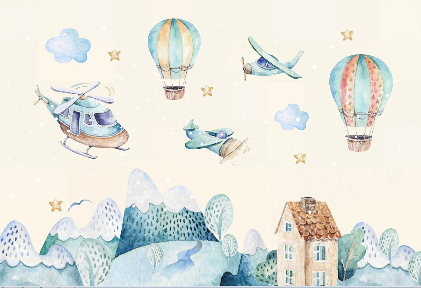 

Custom size wallpaper cartoon hot air balloon circus background walls children room decoration 3d wallpaper Decorative painting