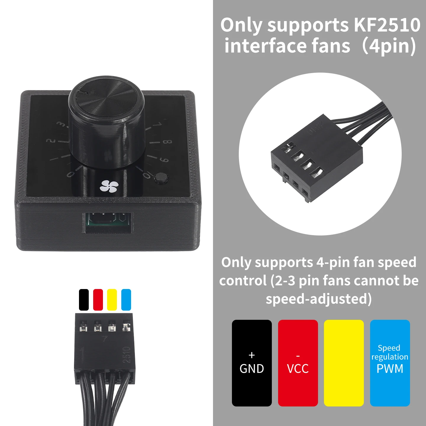 4-Pin 12V PWM Fan Speed Governor Controller Backlight Type C PD/QC Fast Charging DC5521 For PC Cooling