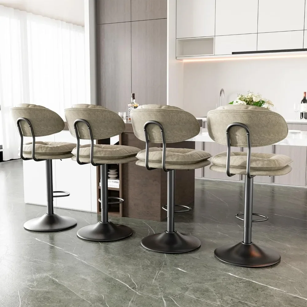 Modern Bar chair, Ergonomic Upholstered Bar Stools with Back, Adjustable Double-Layer Counter Stools, Swivel Barstools