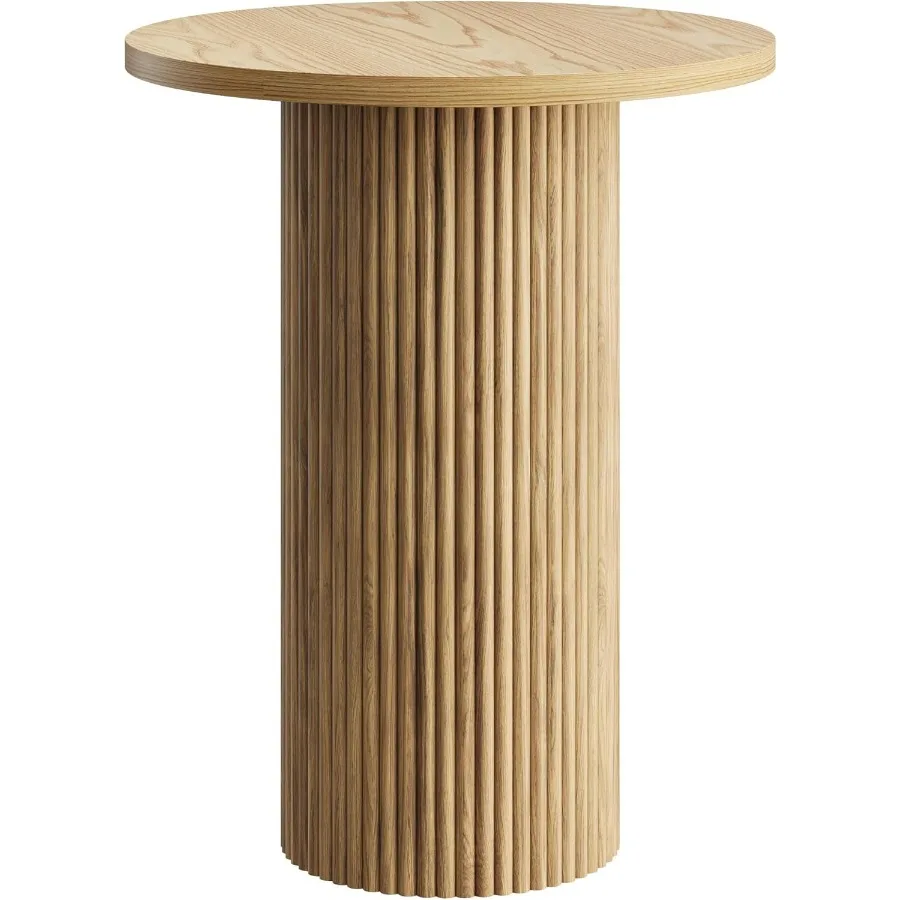 

17,7-дюймовый торцевой столик на пьедестале с рифленым основанием, круглый рифленый приставной столик, небольшой круглый акцентный столик середины века для гостиной