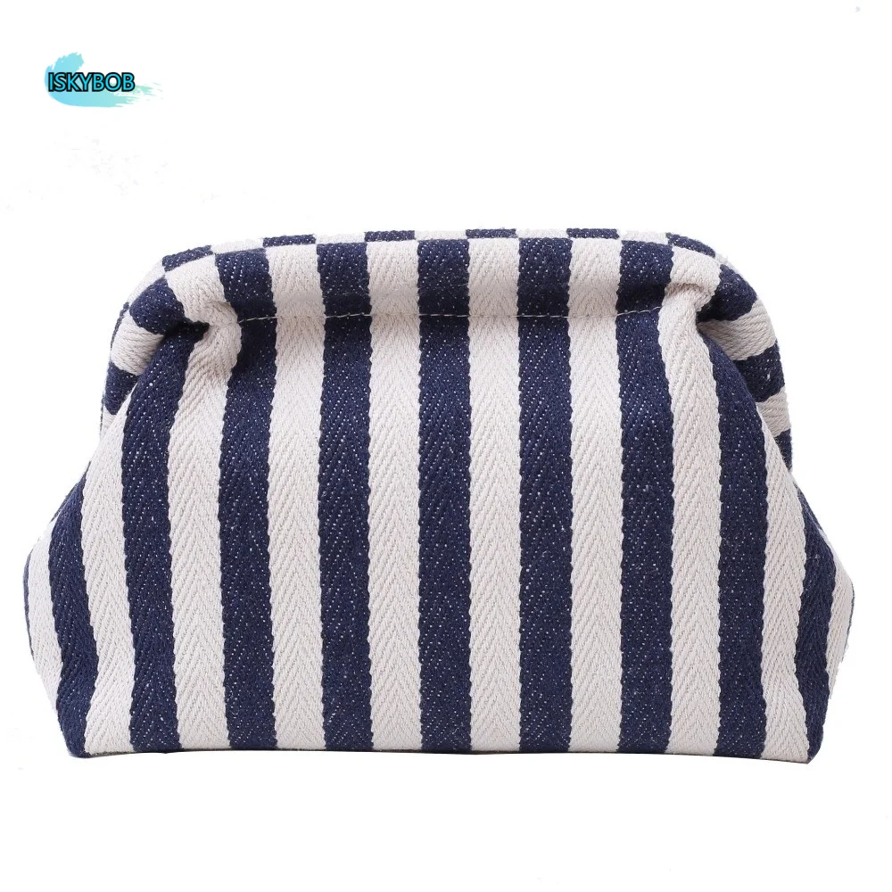 

Elegant Woven Crochet Purses Large Capacity Colorblock Design Beach Clutch Handbags Woven Texture Striped Pattern