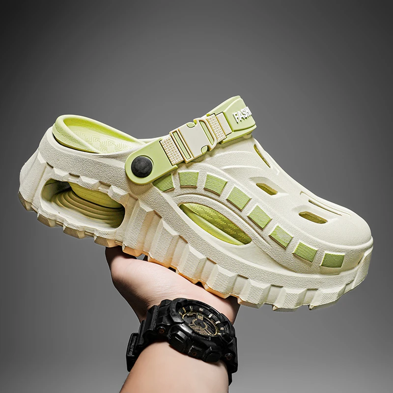 Men Women Thick Sole Clogs Shoes EVA Breathable Hollow Slippers Casual Outdoor Beach Garden Slides Anti-slip Platform Sandals