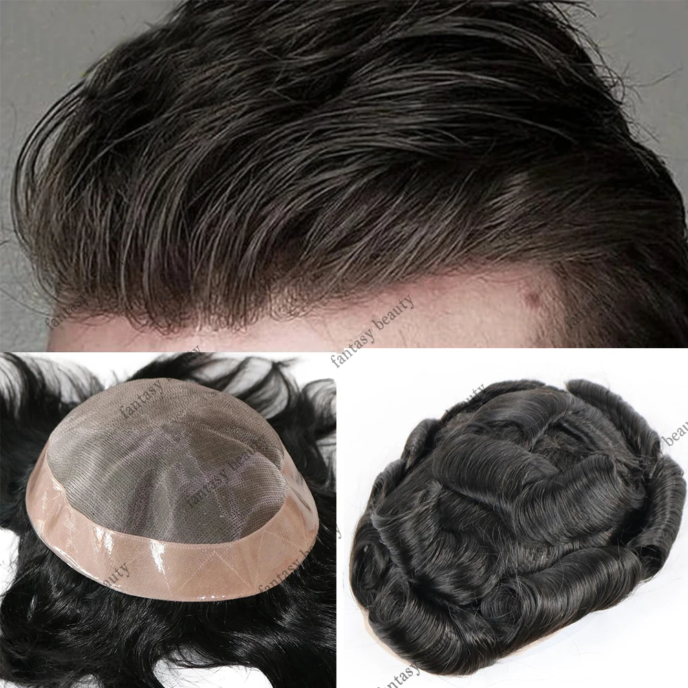 15mm /20mm Curly Fine Mono Lace Base Men's Human Hair Toupee for Man Hair Replacement Unit Afro Curly Capillary Prosthesis