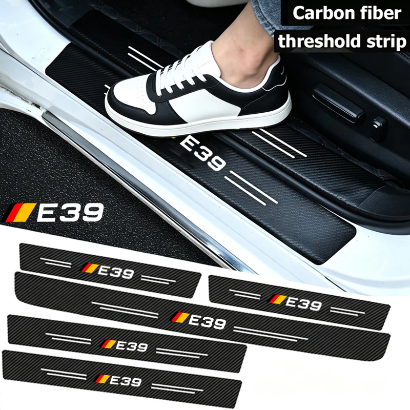 Carbon Fiber Car Front Rear Door Threshold Stickers Protect Film Trunk Sill Pedal Guards Scuff Plate Decals for BMW E39 5 Series