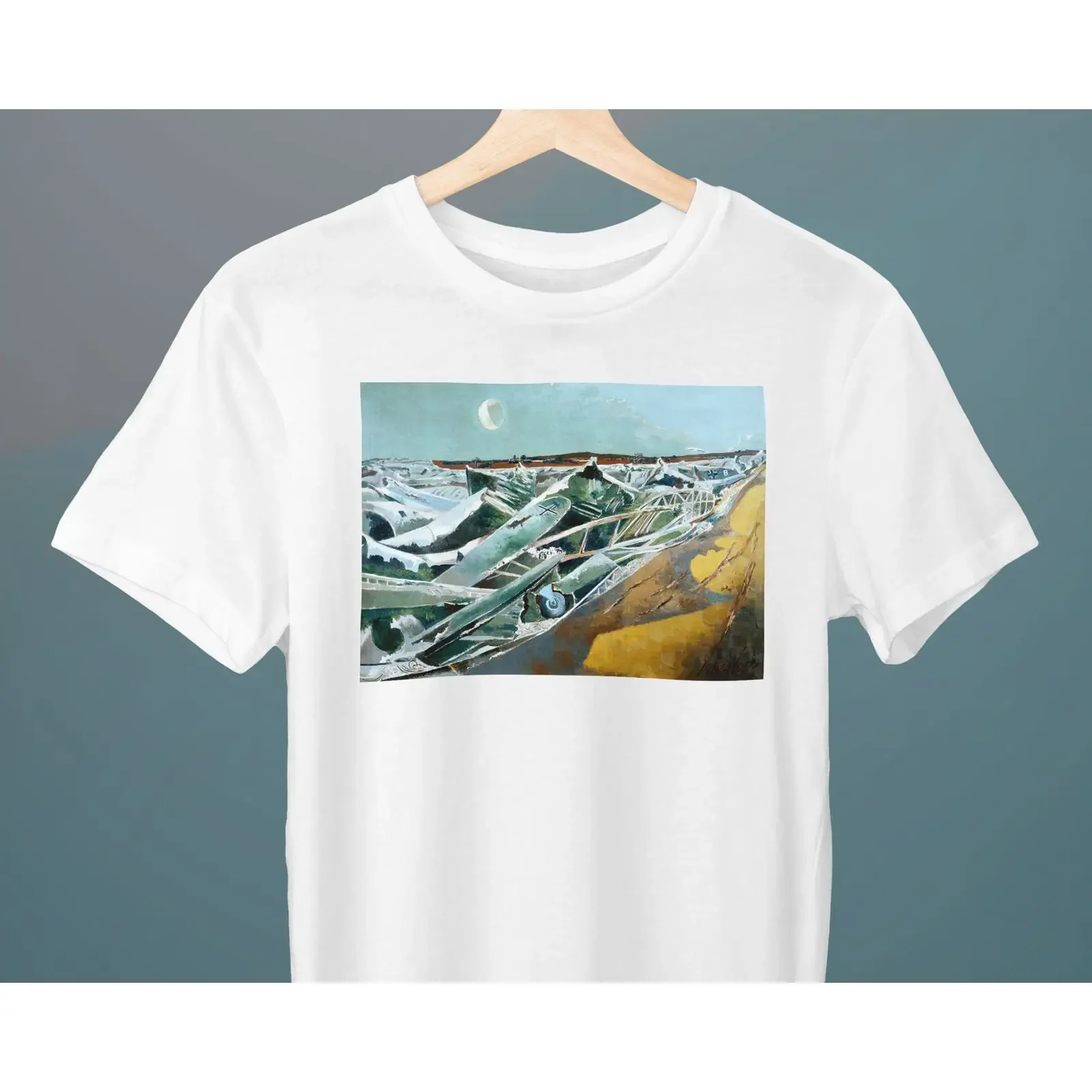 Paul Nash Dead Sea Painting T Shirt Art Aerial Creatures for Lover vintage Washed Stylish fashion Top For Everyday Wear