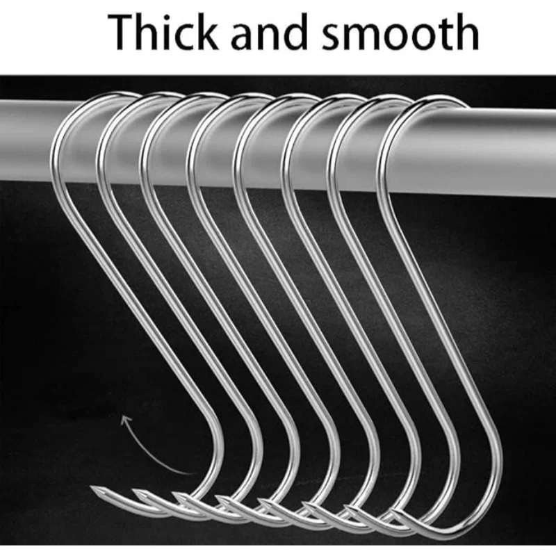 20 crochets en S, crochets à viande en acier inoxydable de haute qualité pour fumer, utilisés pour suspendre, sécher, griller, faire du barbecue, pour saucisses, poulet, bœuf (20 pièces)