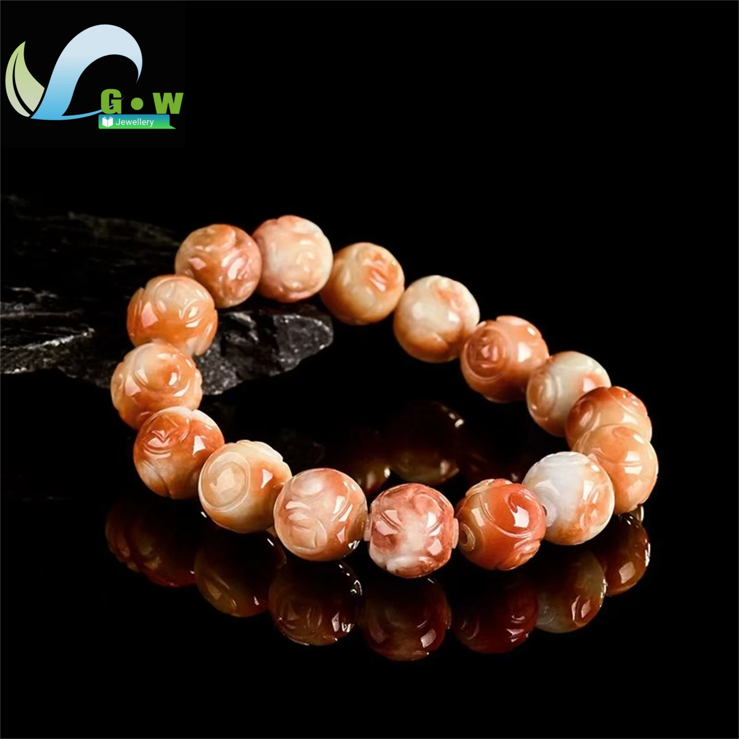 Natural A Grade Icy Heated Red Jadeite Bead Bracelet Unisex Daily Classic Minimalist Style Ethnic Style Jewelry Gift