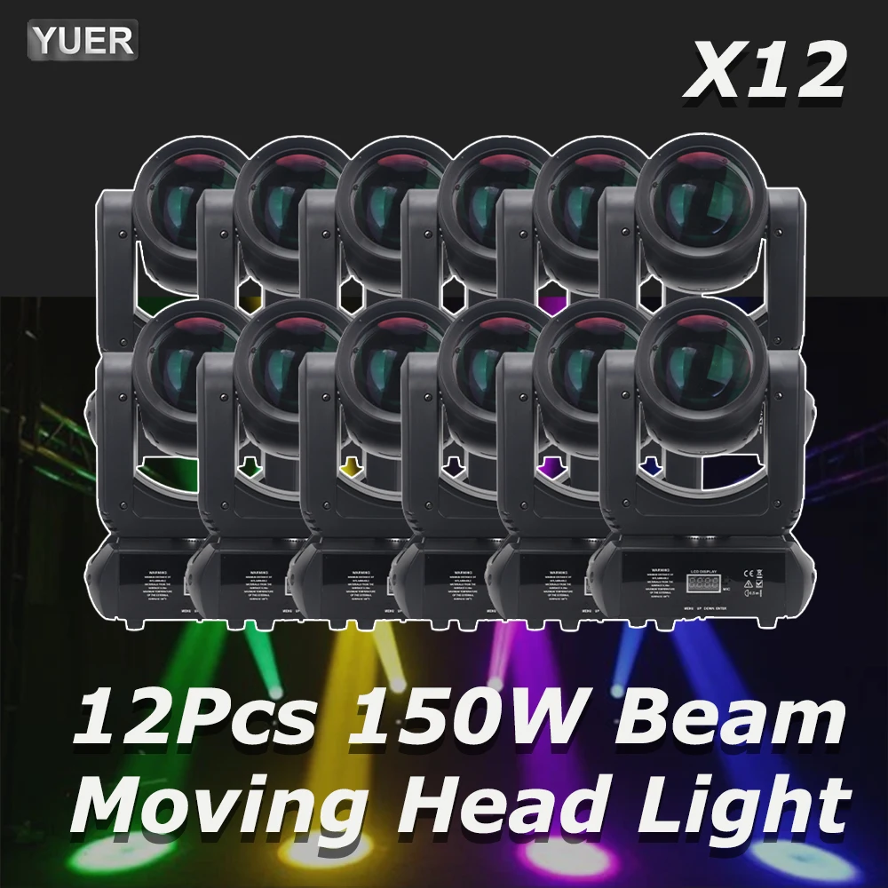 12Pcs/lot 150W LED Moving Head Light  Beam Spot 18 Rotating Prisms Dj Dmx Stage Light Effect Light Disco Dj Bar Wedding Club