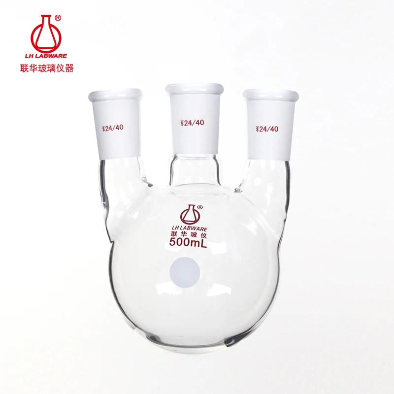

LH LABWARE Straight three-necked round bottom flask, Capacity 250mL/500mL/1000mL, Borosilicate glass, LH-10-