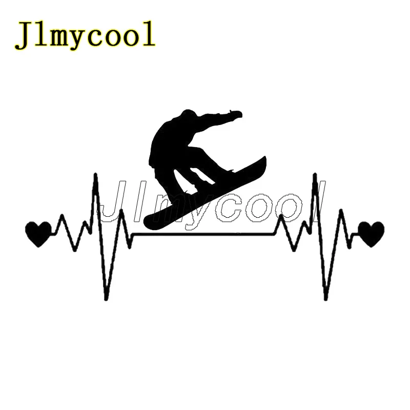 Car Stickers 16.1CM*9CM Fashion Snowboard Heartbeat Lifeline Decal Stickers Fashionable Car Styling Funny Motorcycle Sticker