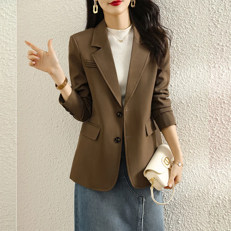 Formal Professional Leisure Blazer Jacket Female Spring 2025 New Summer Thin Slim Single-Breasted Office Blazer Women Tops