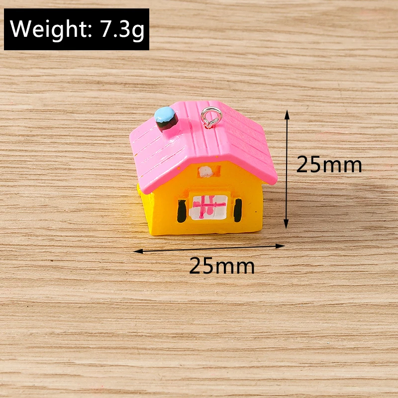 5pcs 25x25mm Cartoon 3D Resin House Charms Pendants for Jewelry Making Drop Earrings Necklaces Keychain DIY Crafts Accessories