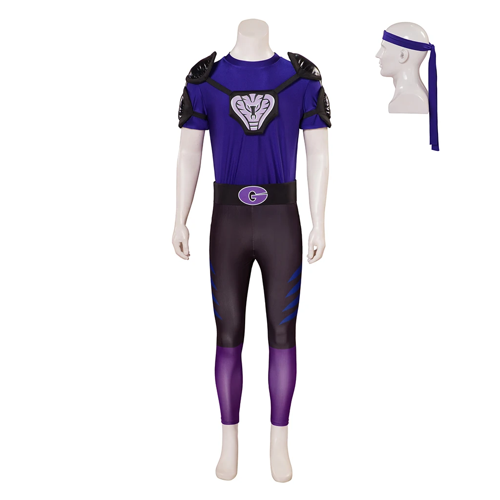 Crazy Dodgeball White Goodman Cosplay Purple Cobra Adult Costume Sportswear Outfits Adult Men Halloween Party Uniform