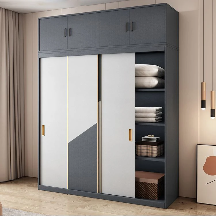 خزانة ملابس بتصميم مزيج الألوان، خزائن منزلقة لغرفة النوم، تخزين متعدد الوظائف #4