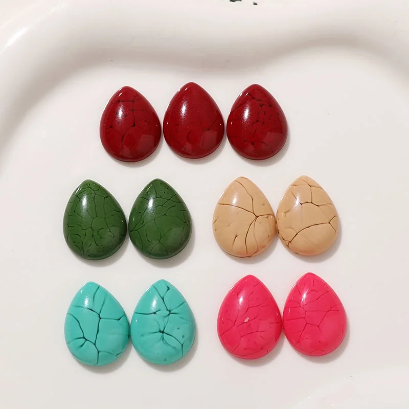 Summer style 100pcs/lot color print geometry water drop shape resin cabochon diy jewelry garment hair accessory