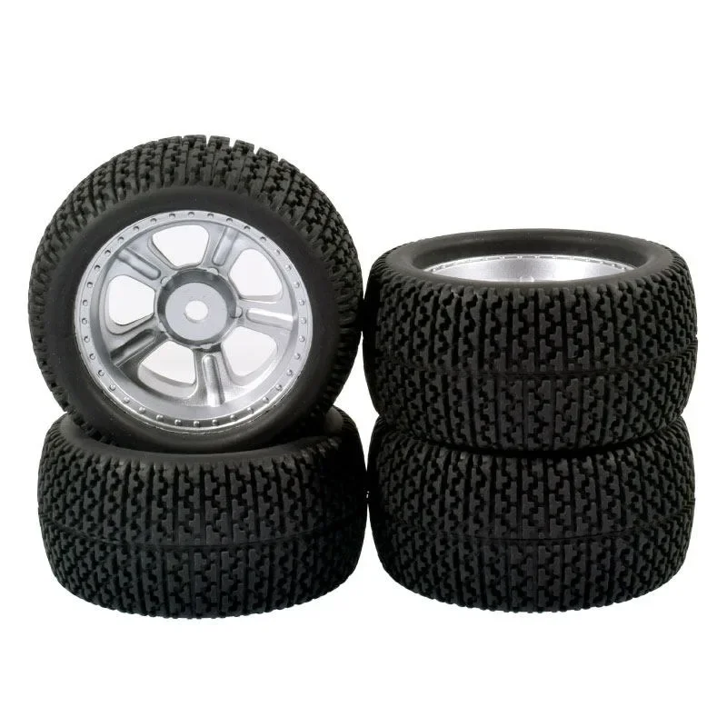 4PCS 80MM Rally Rubber Tires Wheel Rim Set Compatible with 1/10 1/12 1/14 1/16 Off-Road RC Car HSP 94177 HPI WR8 Flux Rally