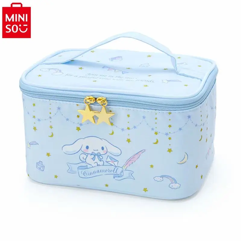 MINISO-Trousse de maquillage grande capacité pour femme, sac de rangement de voyage portable, sac doux de dessin animé Kuromi, haute qualité, nouveau, 2024