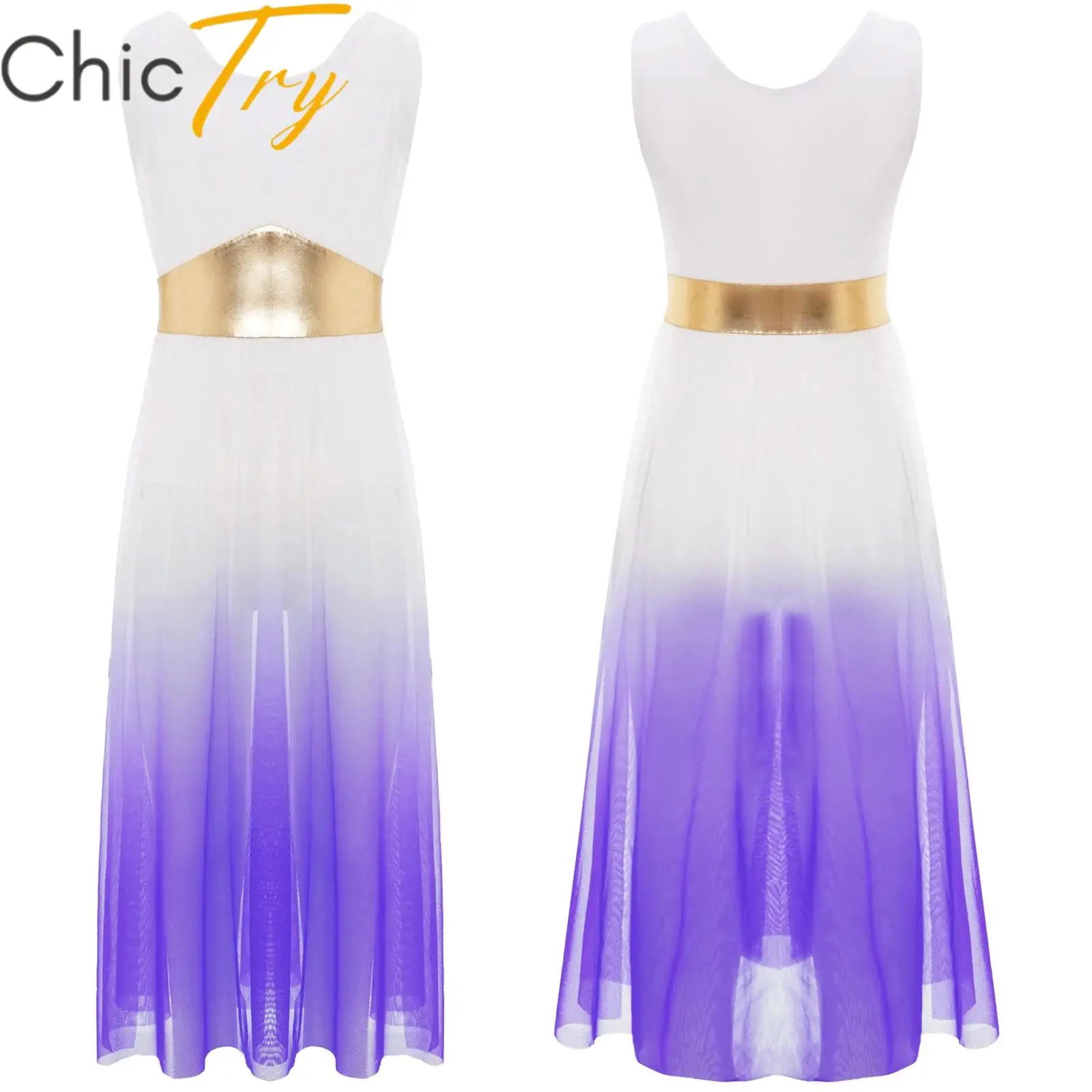 

Kids Girls Ancient Greek Costume Lyrical Dance Dress Sleeveless Liturgical Dancewear for Themed Party Dance Classes Competitions
